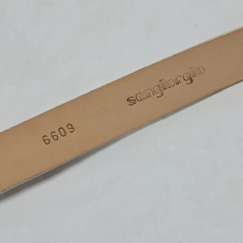 Vintage Sangiorgio Genuine Beige Leather Croco Embossed Belt Women's L Italy NWT